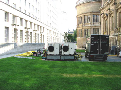 The external hardware needed for the Banqueting House function above, and ready for a very rapid de-rig