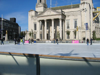 A temporary ice rink in northern England