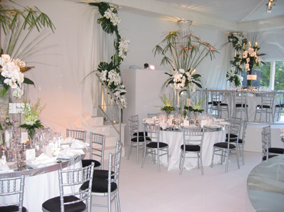 A white themed wedding party with Fan Coils disguised